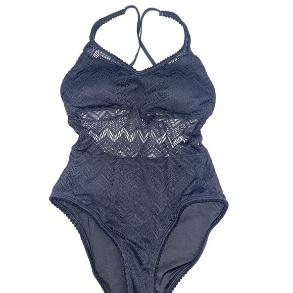 Soma Swim Crochet one piece suit Black size 12 NWOT - Picture 1 of 6